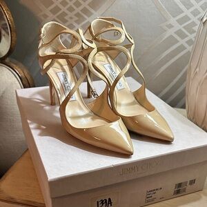 Jimmy Choo Nude Patent Strappy Heels